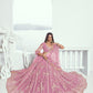 Aastha Fashion Pink Butterfly Net White Cotton Thread Work And Sequence Work Embroidery Wedding Wear Lehenga Choli