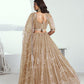 Aastha Fashion Chiku(Beige) Butterfly Net White Cotton Thread Work And Sequence Work Embroidery Wedding Wear Lehenga Choli