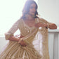 Aastha Fashion Chiku(Beige) Butterfly Net White Cotton Thread Work And Sequence Work Embroidery Wedding Wear Lehenga Choli