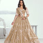 Aastha Fashion Chiku(Beige) Butterfly Net White Cotton Thread Work And Sequence Work Embroidery Wedding Wear Lehenga Choli