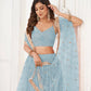 Aastha Fashion Sky Blue Butterfly Net Tone To Tone Cotton Thread Work With Sequence Work Embroidery Wedding Wear Lehenga Choli