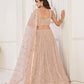 Aastha Fashion Peach Butterfly Net Tone To Tone Cotton Thread Work With Sequence Work Embroidery Wedding Wear Lehenga Choli