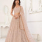 Aastha Fashion Peach Butterfly Net Tone To Tone Cotton Thread Work With Sequence Work Embroidery Wedding Wear Lehenga Choli
