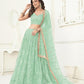 Aastha Fashion Sea Green Butterfly Net Tone To Tone Cotton Thread Work With Sequence Work Embroidery Wedding Wear Lehenga Choli