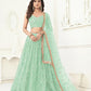 Aastha Fashion Sea Green Butterfly Net Tone To Tone Cotton Thread Work With Sequence Work Embroidery Wedding Wear Lehenga Choli