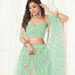 Aastha Fashion Sea Green Butterfly Net Tone To Tone Cotton Thread Work With Sequence Work Embroidery Wedding Wear Lehenga Choli