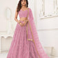 Aastha Fashion Dusty Pink Butterfly Net Tone To Tone Cotton Thread Work With Sequence Work Embroidery Wedding Wear Lehenga Choli