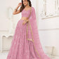 Aastha Fashion Dusty Pink Butterfly Net Tone To Tone Cotton Thread Work With Sequence Work Embroidery Wedding Wear Lehenga Choli