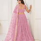 Aastha Fashion Dusty Pink Butterfly Net Tone To Tone Cotton Thread Work With Sequence Work Embroidery Wedding Wear Lehenga Choli