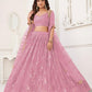 Aastha Fashion Dusty Pink Butterfly Net Tone To Tone Cotton Thread Work With Sequence Work Embroidery Wedding Wear Lehenga Choli
