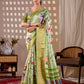 Aastha Fashion Green Soft Lichi Silk Printed Saree