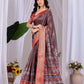 Aastha Fashion Light Brown Soft Lichi Silk Printed Saree