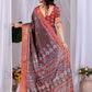 Aastha Fashion Light Brown Soft Lichi Silk Printed Saree