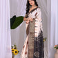 Aastha Fashion Cream Soft Lichi Silk Printed Saree