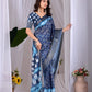 Aastha Fashion Navy Blue Soft Lichi Silk Printed Saree