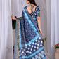 Aastha Fashion Navy Blue Soft Lichi Silk Printed Saree