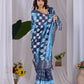 Aastha Fashion Navy Blue Soft Lichi Silk Printed Saree