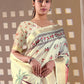 Aastha Fashion Cream Soft Lichi Silk Printed Saree