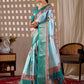 Aastha Fashion Aqua Soft Lichi Silk Printed Saree