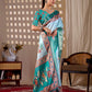 Aastha Fashion Aqua Soft Lichi Silk Printed Saree