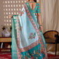 Aastha Fashion Aqua Soft Lichi Silk Printed Saree