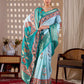 Aastha Fashion Aqua Soft Lichi Silk Printed Saree
