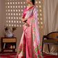 Aastha Fashion Pink Soft Lichi Silk Printed Saree
