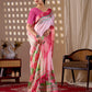 Aastha Fashion Pink Soft Lichi Silk Printed Saree