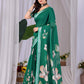 Aastha Fashion Green Soft Linen Cotton Printed Saree