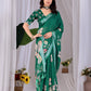 Aastha Fashion Green Soft Linen Cotton Printed Saree