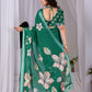 Aastha Fashion Green Soft Linen Cotton Printed Saree