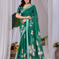Aastha Fashion Green Soft Linen Cotton Printed Saree