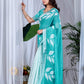 Aastha Fashion See Green Soft Linen Cotton Printed Saree