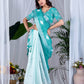 Aastha Fashion See Green Soft Linen Cotton Printed Saree