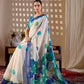 Aastha Fashion Cream Soft Linen Cotton Printed Saree