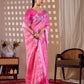 Aastha Fashion Pink Soft Linen Cotton Printed Saree