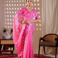 Aastha Fashion Pink Soft Linen Cotton Printed Saree