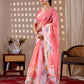 Aastha Fashion Peach Soft Linen Cotton Printed Saree