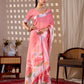 Aastha Fashion Peach Soft Linen Cotton Printed Saree