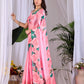 Aastha Fashion Pink Soft Satin Floral Digital Print Saree