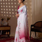 Aastha Fashion White Soft Satin Floral Digital Print Saree