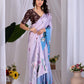 Aastha Fashion Lavender Soft Satin Floral Digital Print Saree