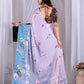 Aastha Fashion Lavender Soft Satin Floral Digital Print Saree