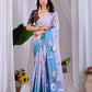 Aastha Fashion Lavender Soft Satin Floral Digital Print Saree
