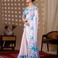 Aastha Fashion Light Pink Soft Satin Floral Digital Print Saree