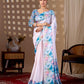 Aastha Fashion Light Pink Soft Satin Floral Digital Print Saree