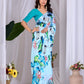 Aastha Fashion See Green Soft Satin Floral Digital Print Saree