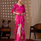 Aastha Fashion Magenta Soft Satin Floral Digital Print Saree