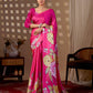 Aastha Fashion Magenta Soft Satin Floral Digital Print Saree