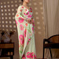 Aastha Fashion Pista Soft Satin Georgette Printed Saree